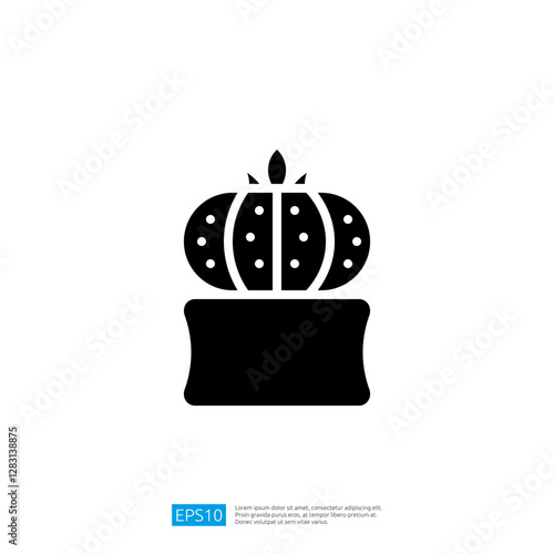 Stylized Cactus Icon Crown Silhouette in Minimalistic Graphic Design with Black and White Elements for Contemporary Illustrations photo