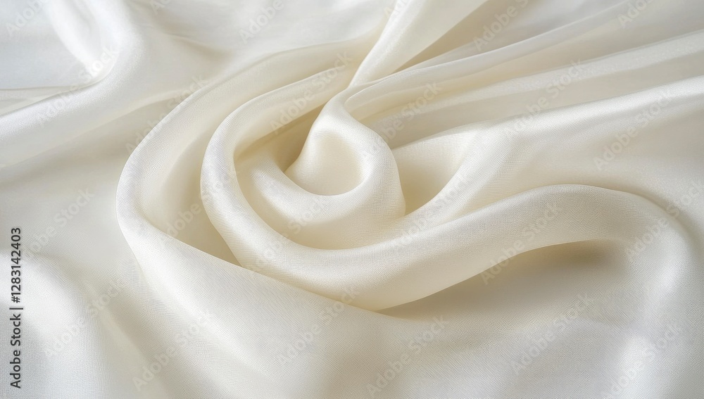 White silk fabric, white background, top view. symbolizing luxury White silk fabric, white background, top view. symbolizing luxury