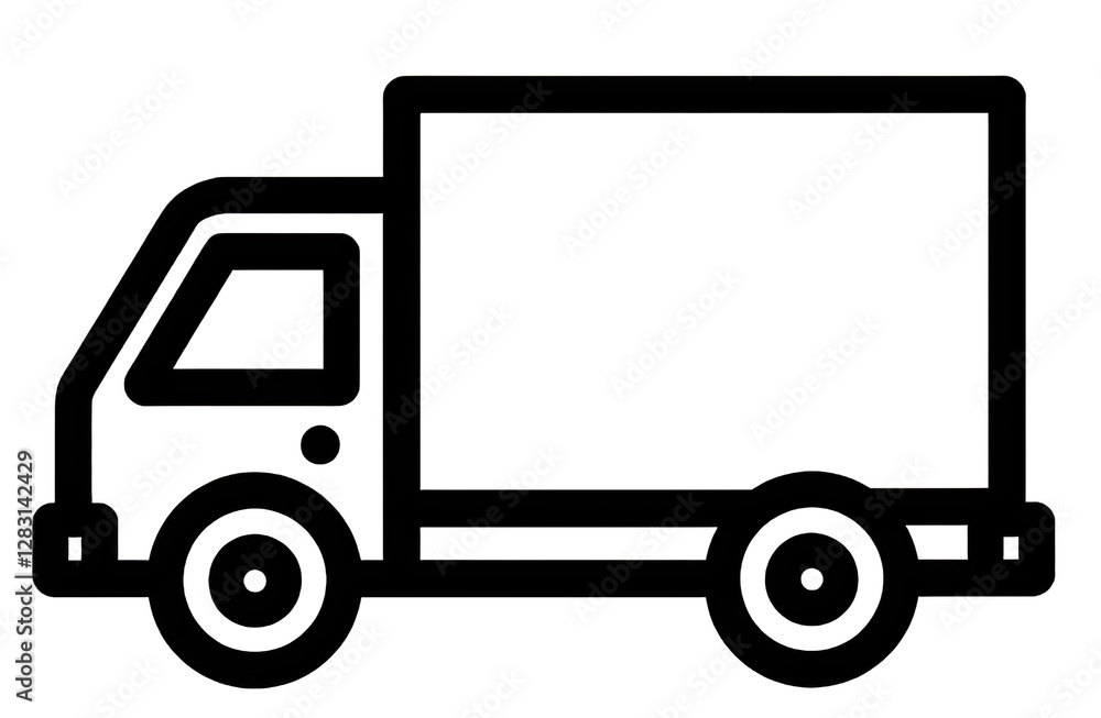 Fototapeta premium Simple Line Truck Icon: Side View, Minimalist Design on White - Vector Illustration for Web and Graphic Design, Clean and Modern.