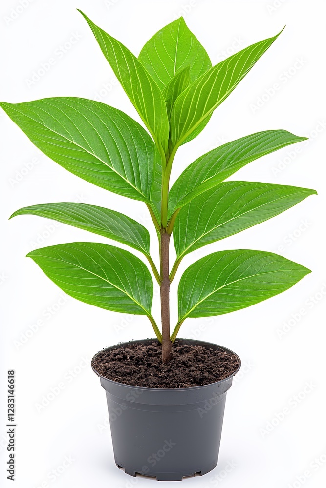 Vibrant Indoor Plant with Large Green Leaves in a Black Pot for Home Decor Vibrant Indoor Plant with Large Green Leaves in a Black Pot for Home Decor