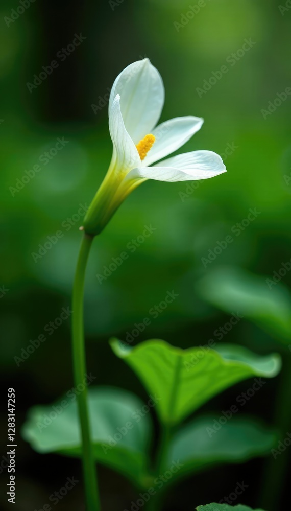 Fototapeta premium Delicate white petals unfurl on Rabelera stems, white, forestfloor