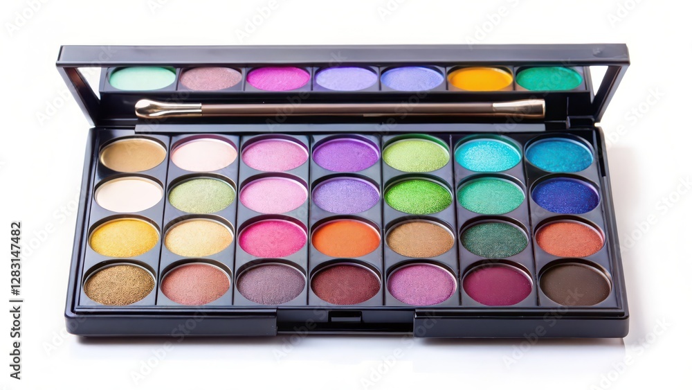 Naklejka premium Colorful Eyeshadow Palette on White Background