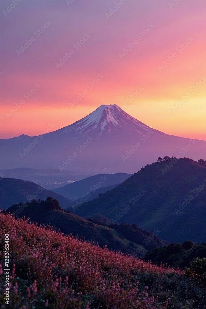 Soft orange hues fade into purple as Mount Tamalpais meets the sky, Hill, Mountain, Bay Area Soft orange hues fade into purple as Mount Tamalpais meets the sky, Hill, Mountain, Bay Area
