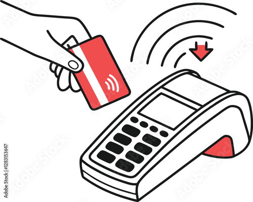 Hand Holding Credit Card Near Point of Sale Terminal