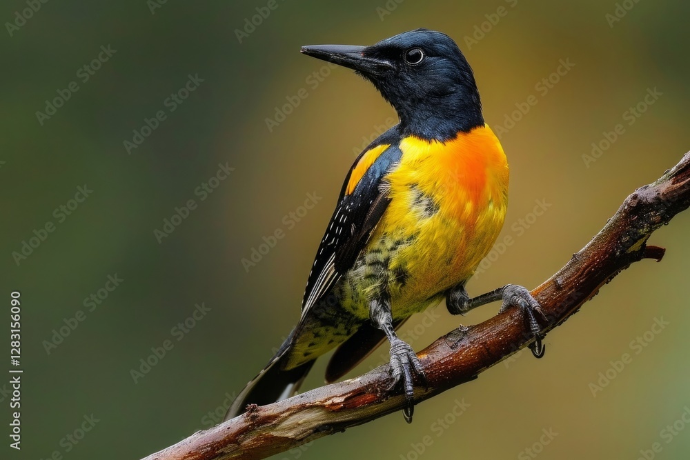 The Orange-bellied Flowerpecker on a branch The Orange-bellied Flowerpecker on a branch