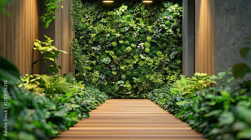 Fototapeta premium Green sustainable office space employee rush nature-friendly business ESG standards environmentally conscious office sustainable practices workplace green initiatives eco-friendly business design