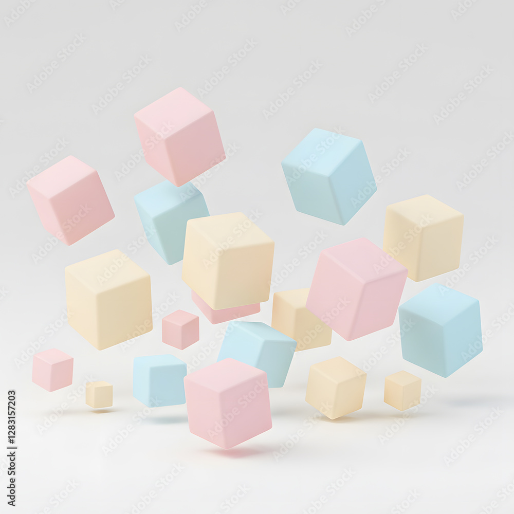 Floating Pastel 3D Cubes Floating Pastel 3D Cubes