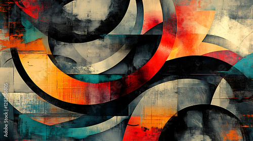 Abstract Curving Shapes in Vibrant Hues