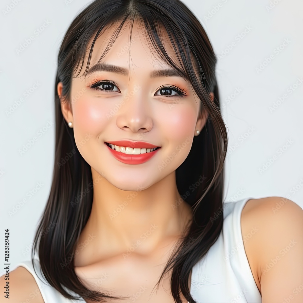 Young Woman Smiling Happy Expression Portrait Young Woman Smiling Happy Expression Portrait