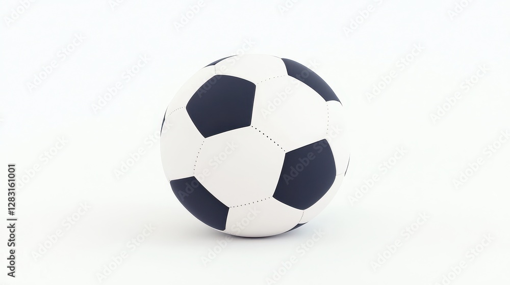 Realistic Black and White Soccer Ball on a Plain Background for Sport and Activity Concepts Realistic Black and White Soccer Ball on a Plain Background for Sport and Activity Concepts