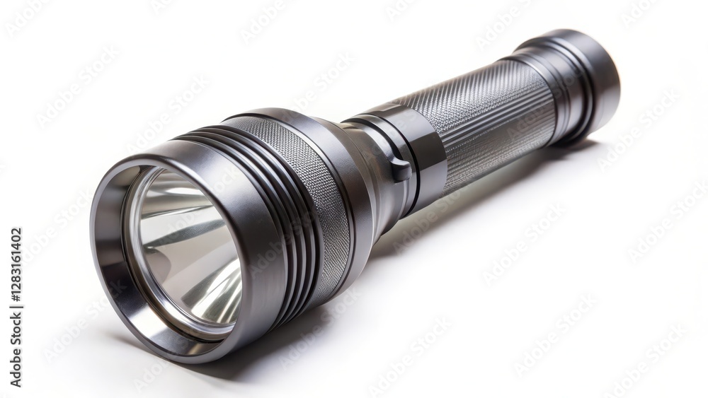 Metal flashlight isolated on white background Metal flashlight isolated on white background