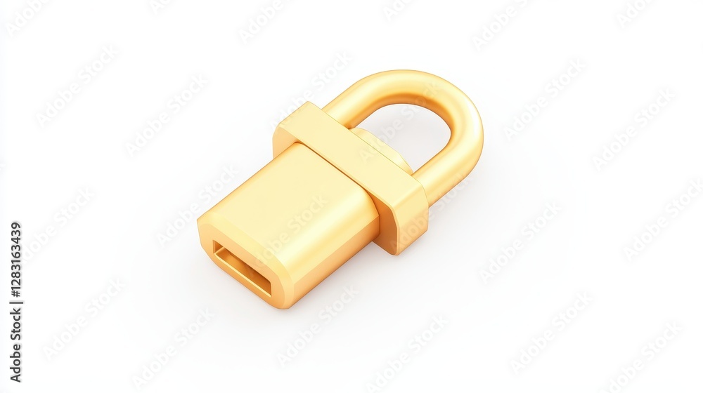 Shiny Brass Padlock with Closed Shackle Isolated on White Background for Security and Protection Themes Shiny Brass Padlock with Closed Shackle Isolated on White Background for Security and Protection Themes