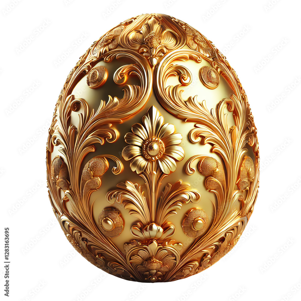Ornate golden egg with floral design. Ornate golden egg with floral design.