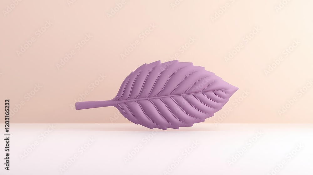 Fototapeta premium Fresh Basil Leaf Isolated on Soft Background with Detailed Veins and Smooth Texture for Culinary Uses and Decorative Purposes