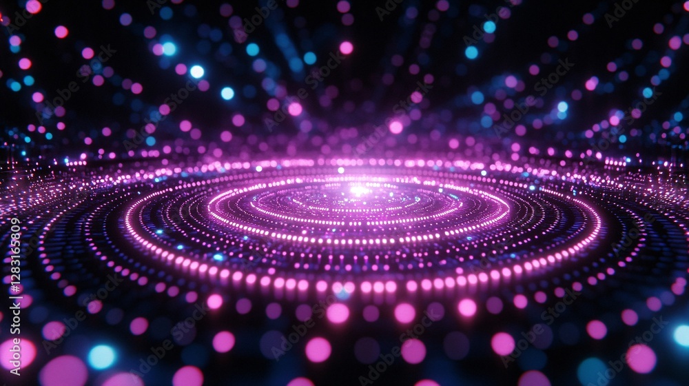 Obraz premium Vibrant Abstract Light Patterns with Dots and Circles in Motion