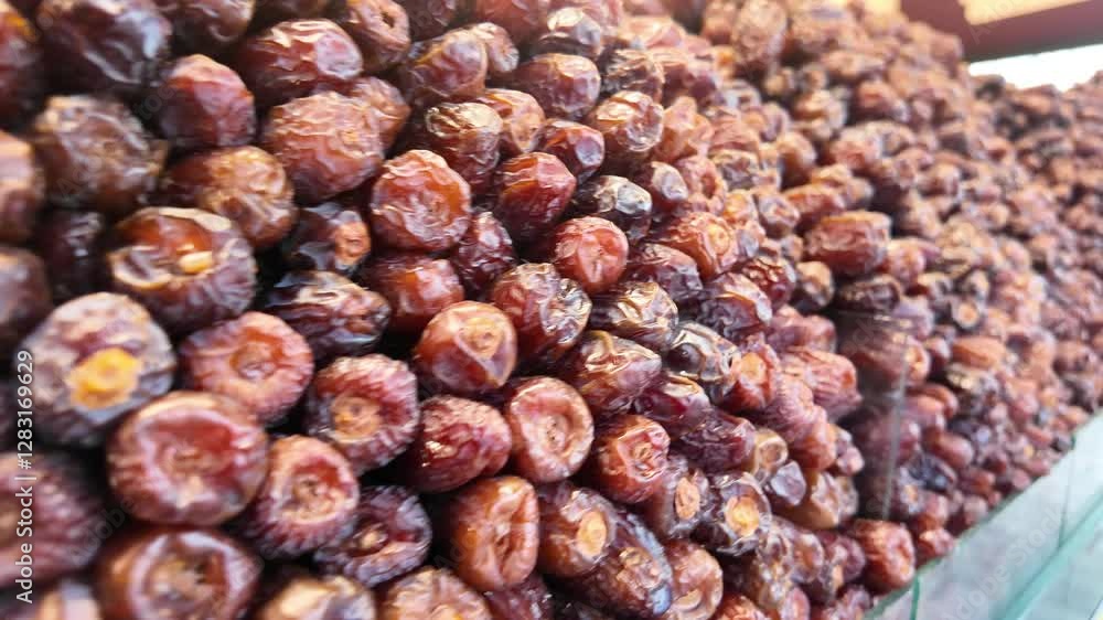 Delicious assortment of dates at local market in North Africa Delicious assortment of dates at local market in North Africa