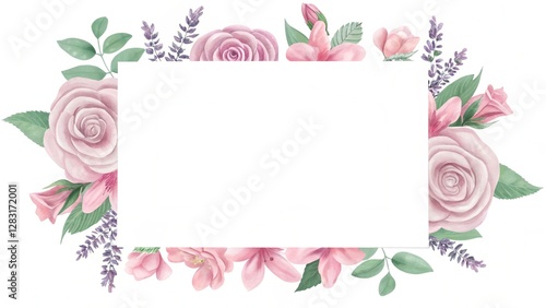 Beautiful watercolor flowers, floral wreath, square frame, border, bouquet. Beautiful summer meadow flowers border. Spring floral wreath, card template