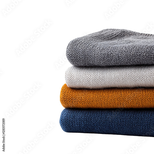 Cozy stacked sweaters in warm autumn colors