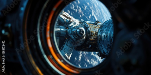 Fototapeta Naklejka Na Ścianę i Meble -  View of the Earth from a space station orbit