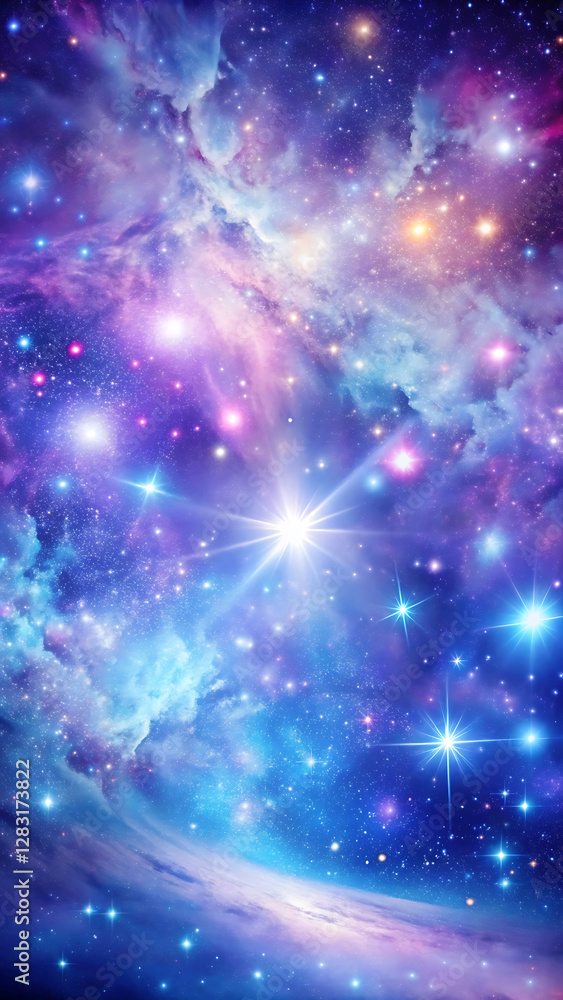 Obraz premium Galaxy Nails, A cosmic blend of purples, blues, and sparkles for a celestial look.