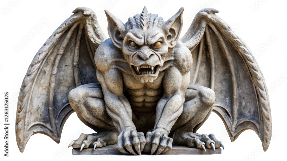 Fototapeta premium Gargoyle Statue on White Background