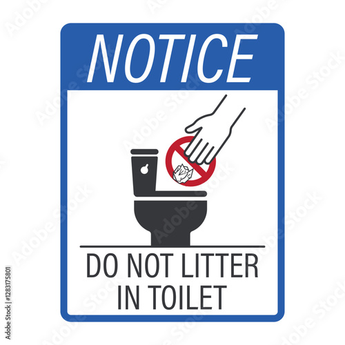 Isolated outline prohibition hand throw toilet paper on bowl WC, for keep clean, do not litter or bathroom sign