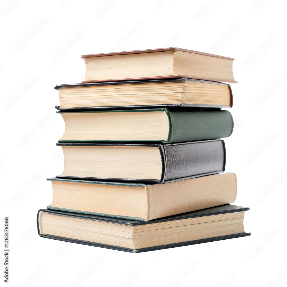 Stack of classic hardcover books on a white background Stack of classic hardcover books on a white background