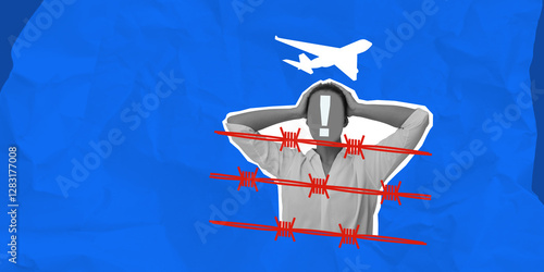 Canvas-taulu Immigration deportation concept with distressed person and barbe