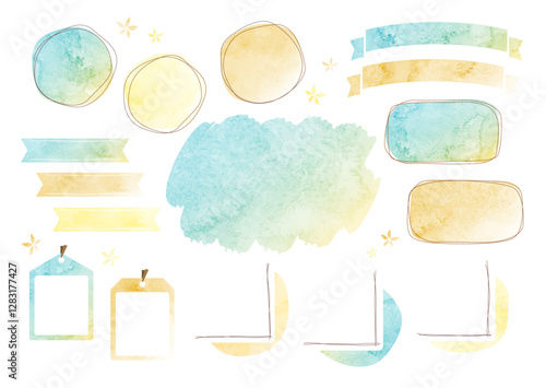 水彩風フレーム・見出しイラスト背景セット（夏）