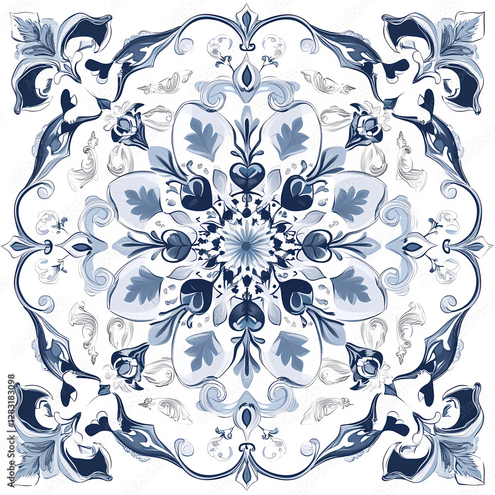 Obraz premium Blue and White Porcelain Mandala