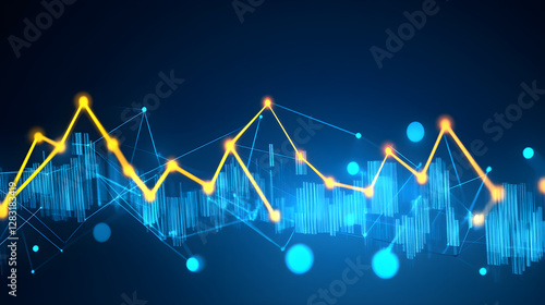 Analyzing financial trends digital space data visualization abstract background aerial view analytics insights