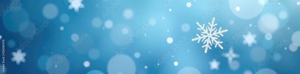 Delicate white snowflakes float in clear blue air, nature, air, snowflakes Delicate white snowflakes float in clear blue air, nature, air, snowflakes