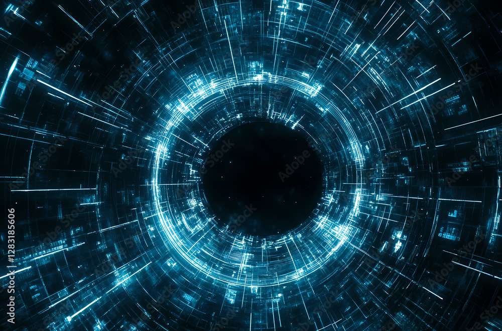 Fototapeta premium Blue energy surrounds black hole