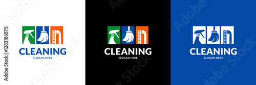 Refined office cleaning logo. Vector illustration.