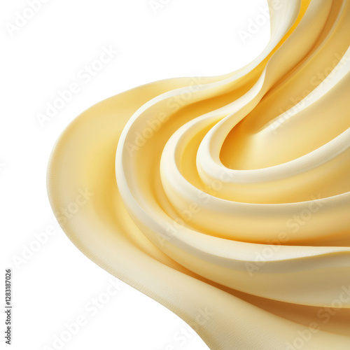 Flowing yellow silk fabric on a black background