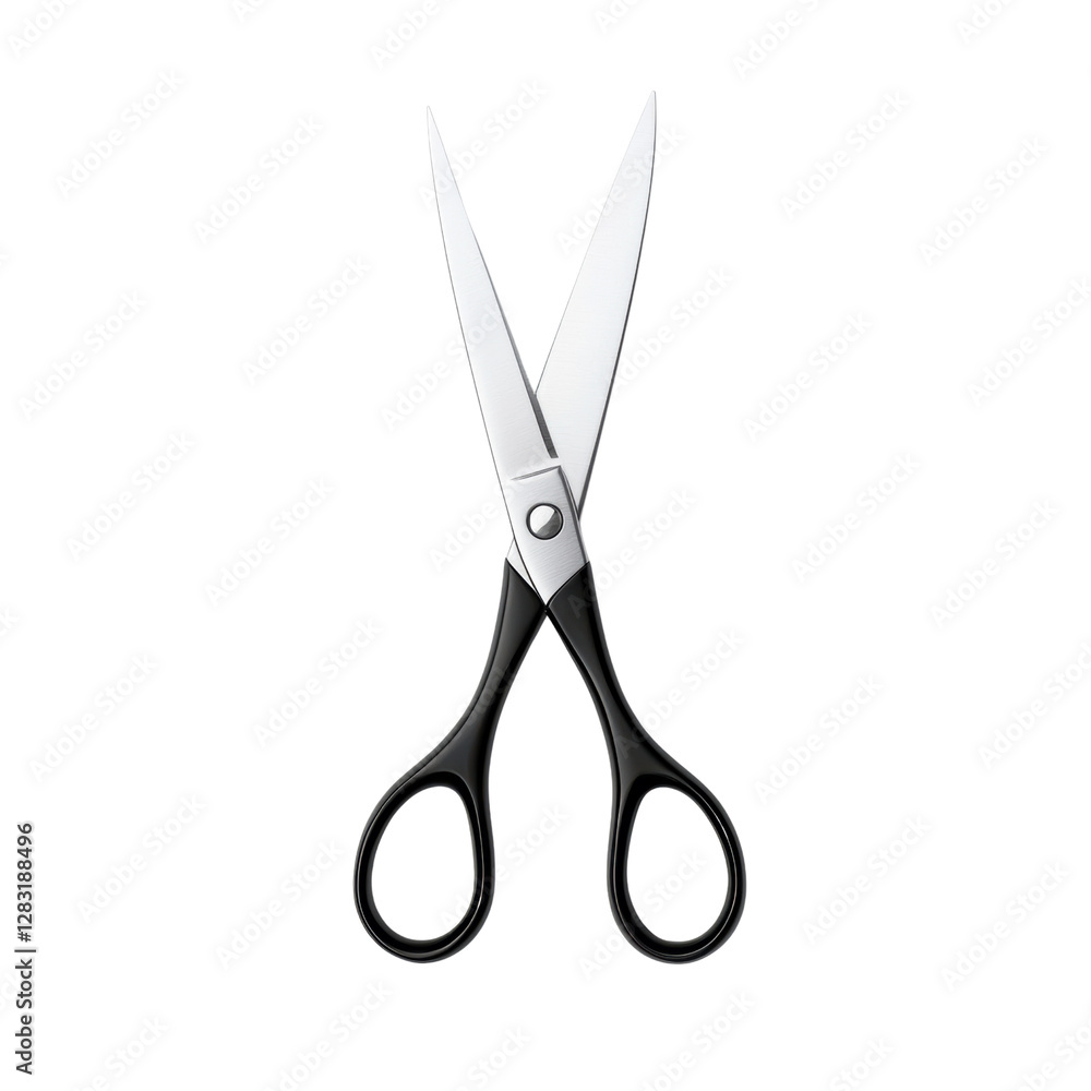 Sharp scissors with black handles on a transparent background Sharp scissors with black handles on a transparent background