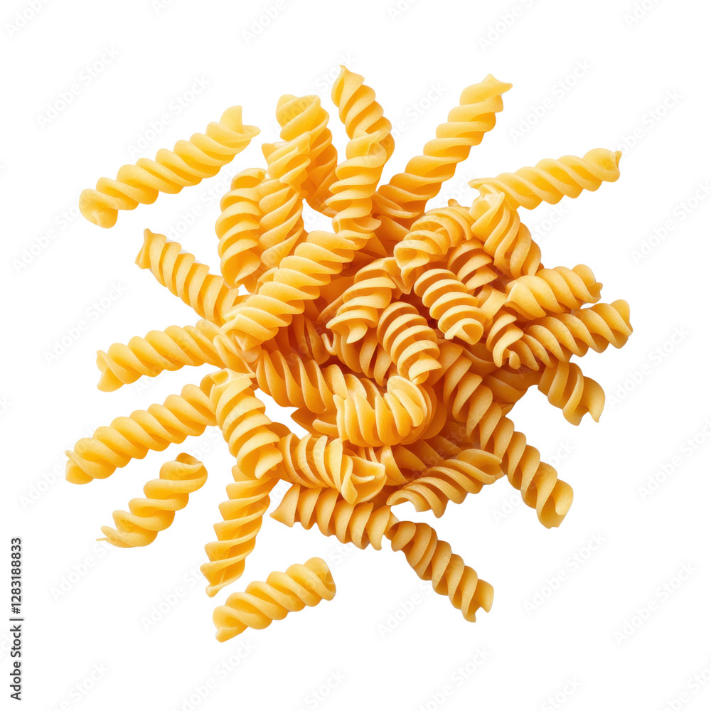 Twisted fusilli pasta arranged on a black background Twisted fusilli pasta arranged on a black background