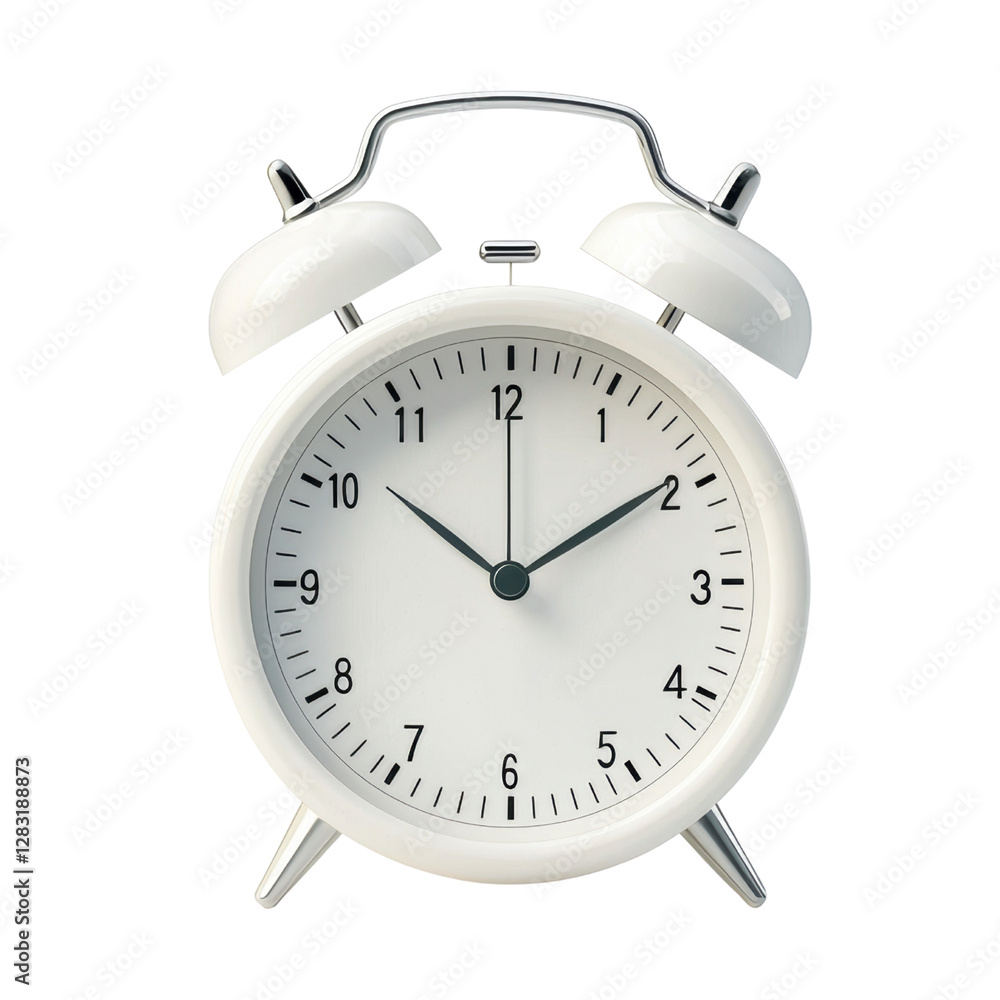 Classic white alarm clock with bells on top Classic white alarm clock with bells on top