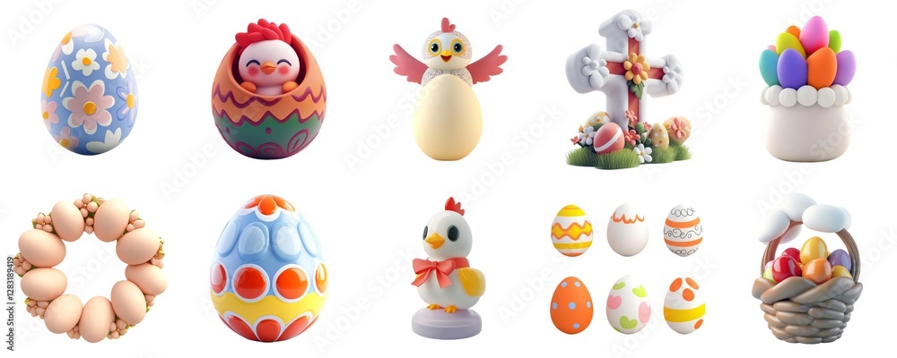 Fototapeta premium Colorful Spring Easter Eggs and Decorations