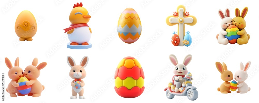 Fototapeta premium Colorful Bunny and Egg Decorations for Spring Celebration