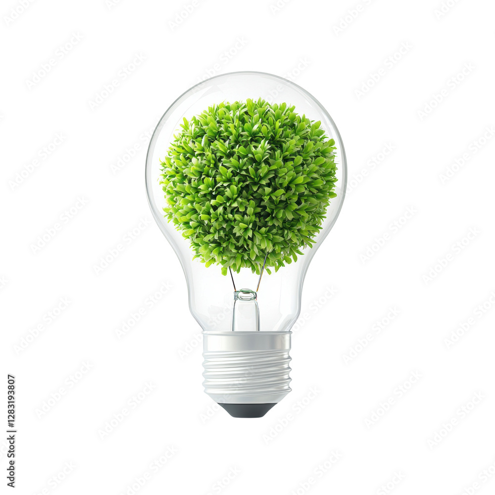 Eco-friendly light bulb with a green tree design Eco-friendly light bulb with a green tree design