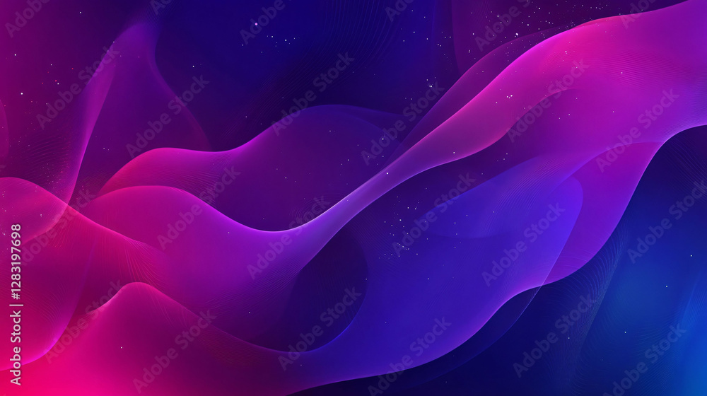 Obraz premium This abstract image depicts glowing waves in purple and blue
