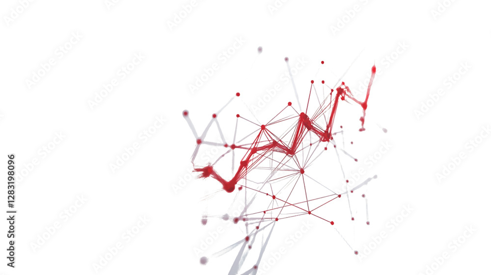 Abstract red and white lines forming a complex network against a transparent background. The image is digitally created and has a transparent background Abstract red and white lines forming a complex network against a transparent background. The image is digitally created and has a transparent background