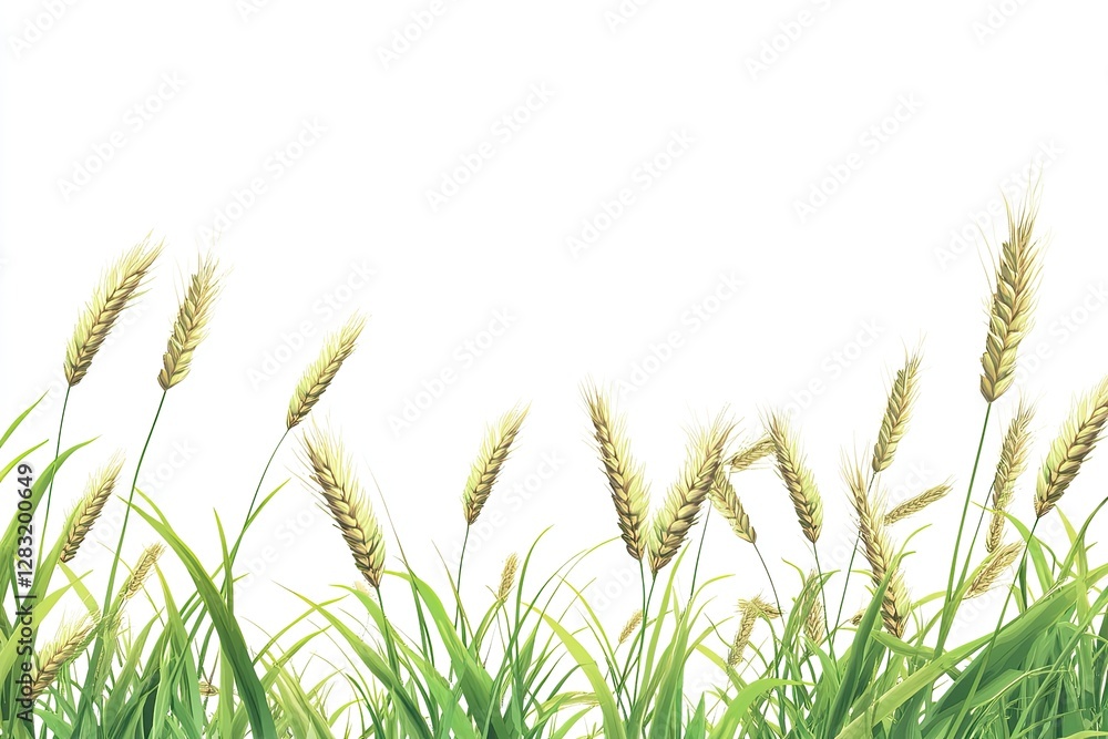 Wheat and Grass Border on White Background Wheat and Grass Border on White Background