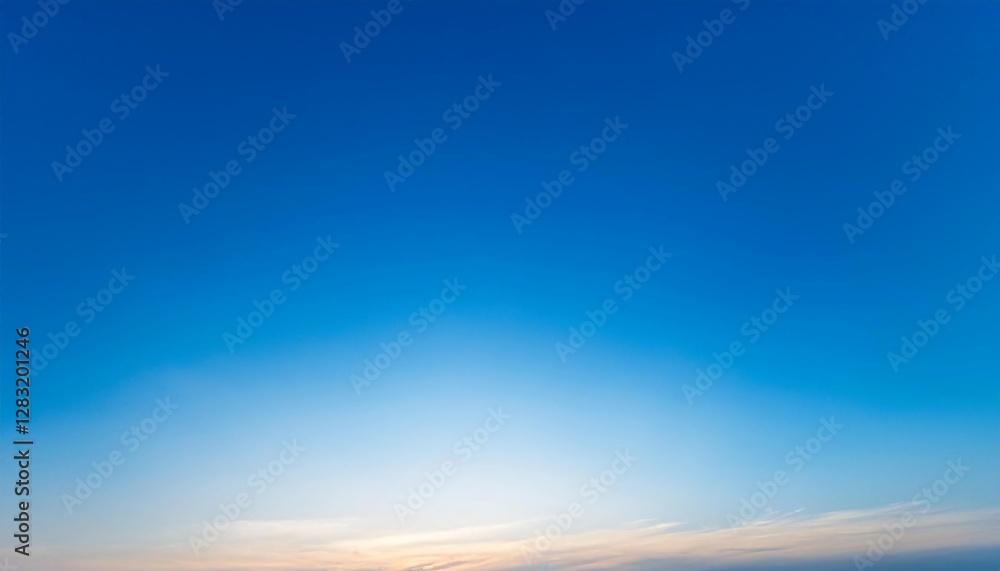 Soft Sunrise Over Calm Horizon with Gentle Clouds and Bright Blue Sky at Dawn Soft Sunrise Over Calm Horizon with Gentle Clouds and Bright Blue Sky at Dawn