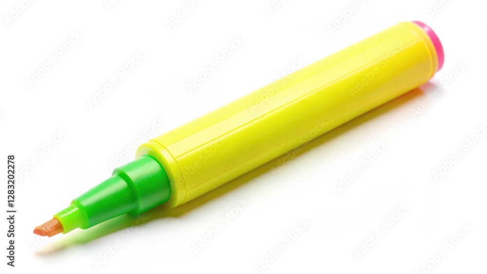 Yellow-Green Marker Pen on White Background Yellow-Green Marker Pen on White Background