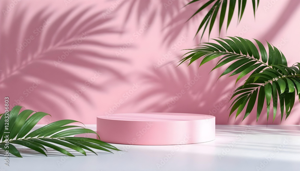 pink podium leaf background beauty cosmetics sale pink podium leaf background beauty cosmetics sale