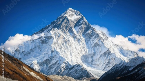 Majestic Himalayan Peak: A Breathtaking View of a Snow-Capped Mountain