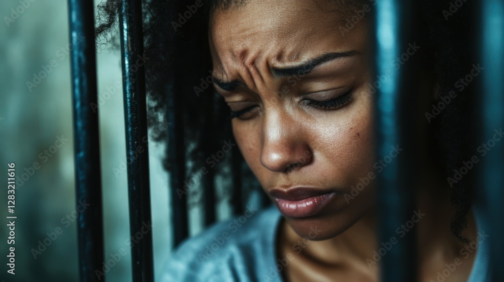 Fototapeta premium Female criminal crying regretfully, giving open-hearted confession about crime