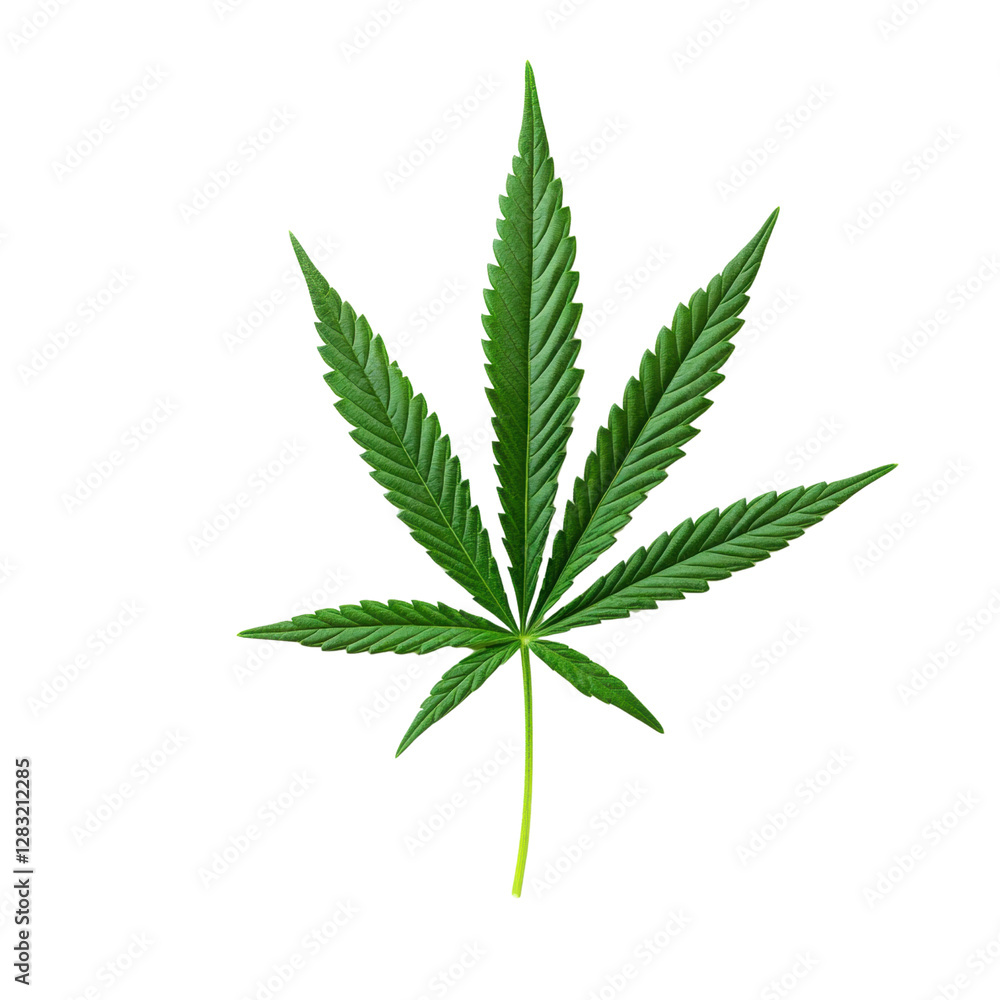 Close-up of a vibrant cannabis leaf on a dark background Close-up of a vibrant cannabis leaf on a dark background